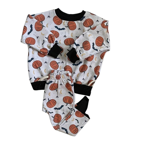 presale BLP0787 Pumpkin and Bat Pattern Long Sleeve Long Pants Pajama Set 2024 7.30