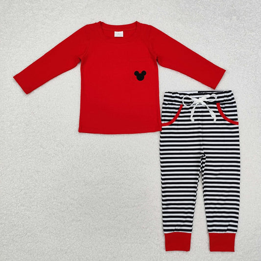 BLP0796 Pocket Red Long Sleeve Striped Trousers Suit