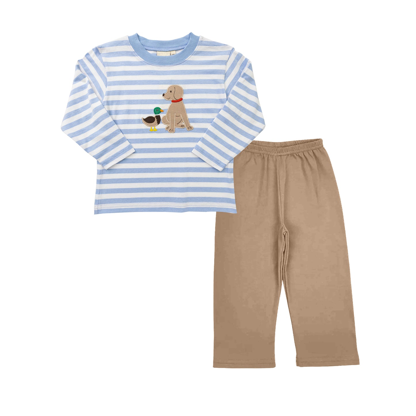 presale BLP0805  Duck Puppy Blue and White Striped Long Sleeve Brown Pants Suit 2024 8.3