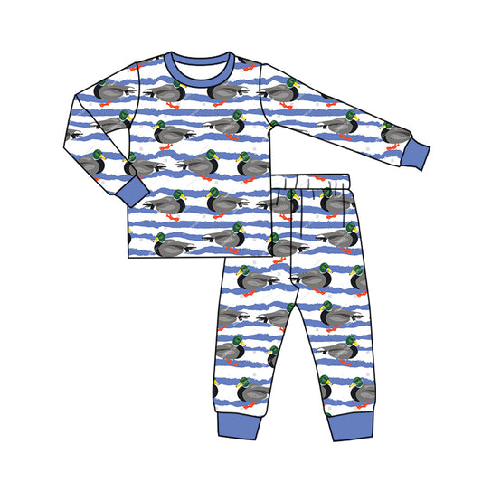 presale BLP0806  Duck Blue Striped Long Sleeve Long Pants Pajama Set 2024 8.3