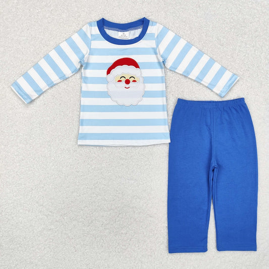 BLP0810  Santa Claus blue and white striped long sleeve pants suit