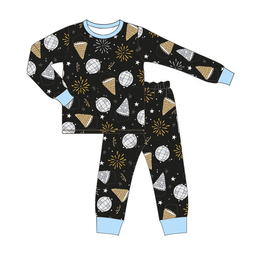 presale BLP0812 Fireworks Light Ball New Year Blue Black Long Sleeve Long Pants Pajamas Set 2024 8.3