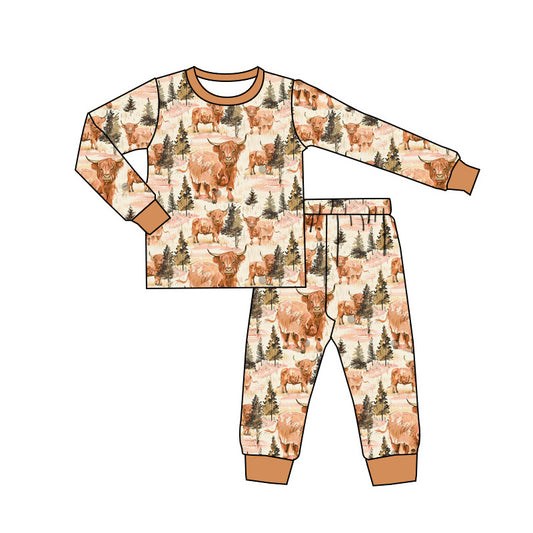 presale BLP0813  Pine Alpine Bullhead Brown Long Sleeve Long Pants Pajama Set   2024 8.5