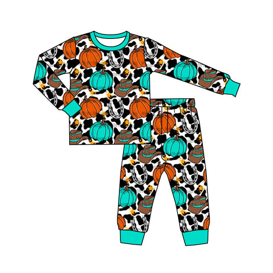 presale BLP0814 Pumpkin Cowboy Hat Cow Pattern Long Sleeve Long Pants Pajama Set 2024 8.5