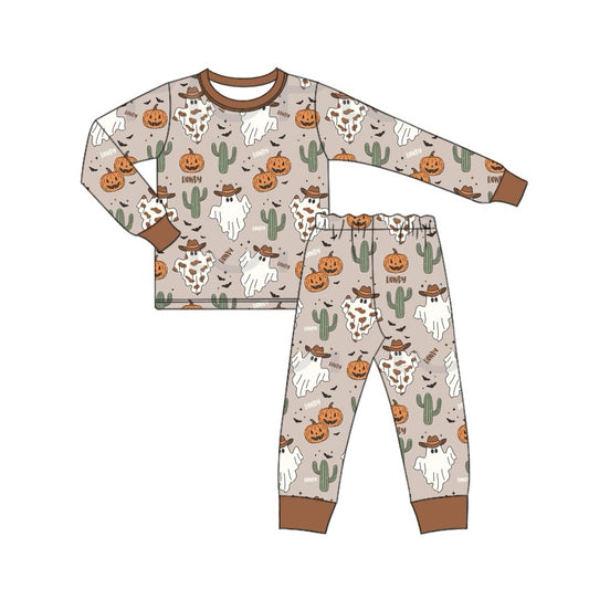 presale BLP0816 Ghost Cactus Pumpkin Brown Long Sleeve Long Pants Pajama Set   2024 8.5