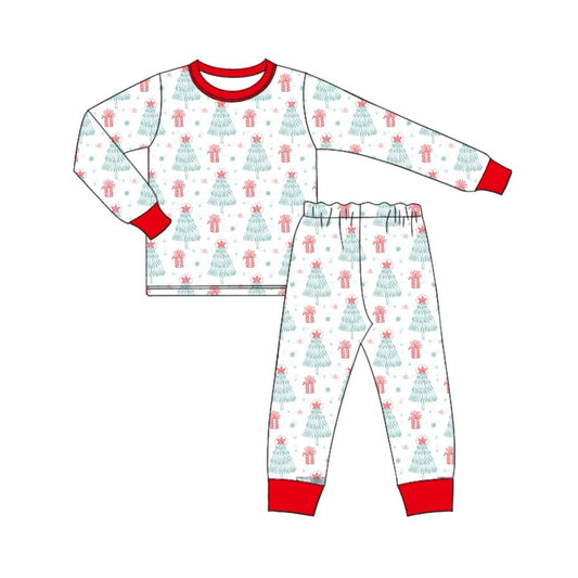 presale BLP0818 Christmas Tree Gift Red and White Long Sleeve Long Pants Pajama Set   2024 8.5