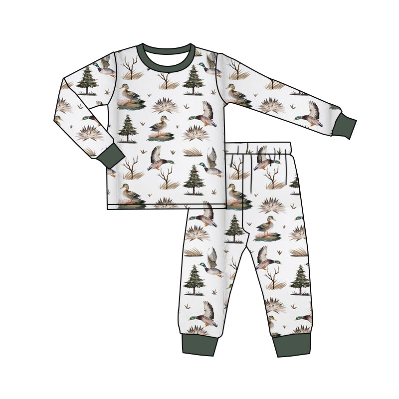 presale BLP0823  Duck Pine Tree Long Sleeve Long Pants Pajama Set  2024 8.7
