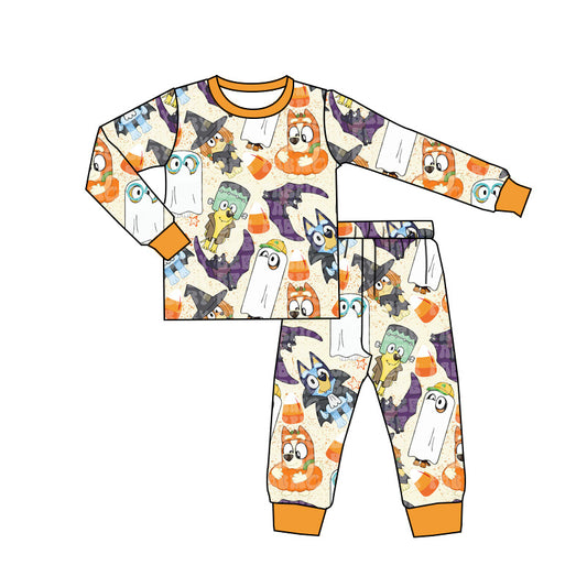 presale BLP0826 Halloween Ghost Bat Pumpkin Beige Long Sleeve Long Pants Pajama Set 2024 8.7