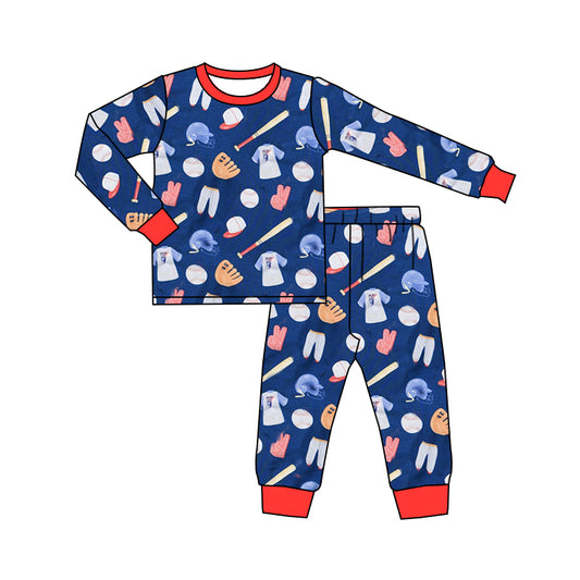 presale BLP0831  Baseball Glove Navy Blue Long Sleeve Long Pants Pajama Set 2024 8.7