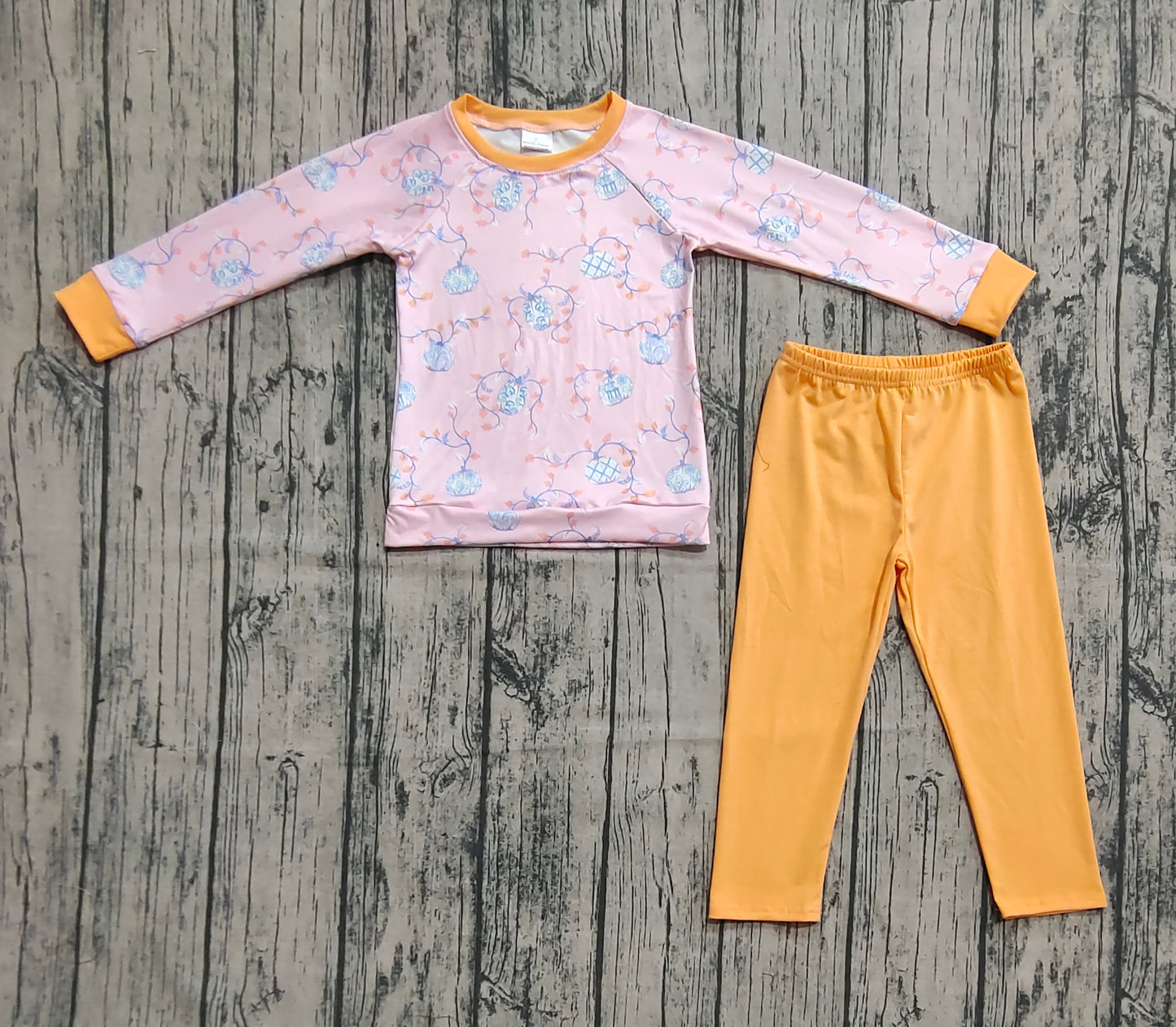 BLP0835 Pumpkin Leaf Long Sleeve Orange Pants Set  D 8.6
