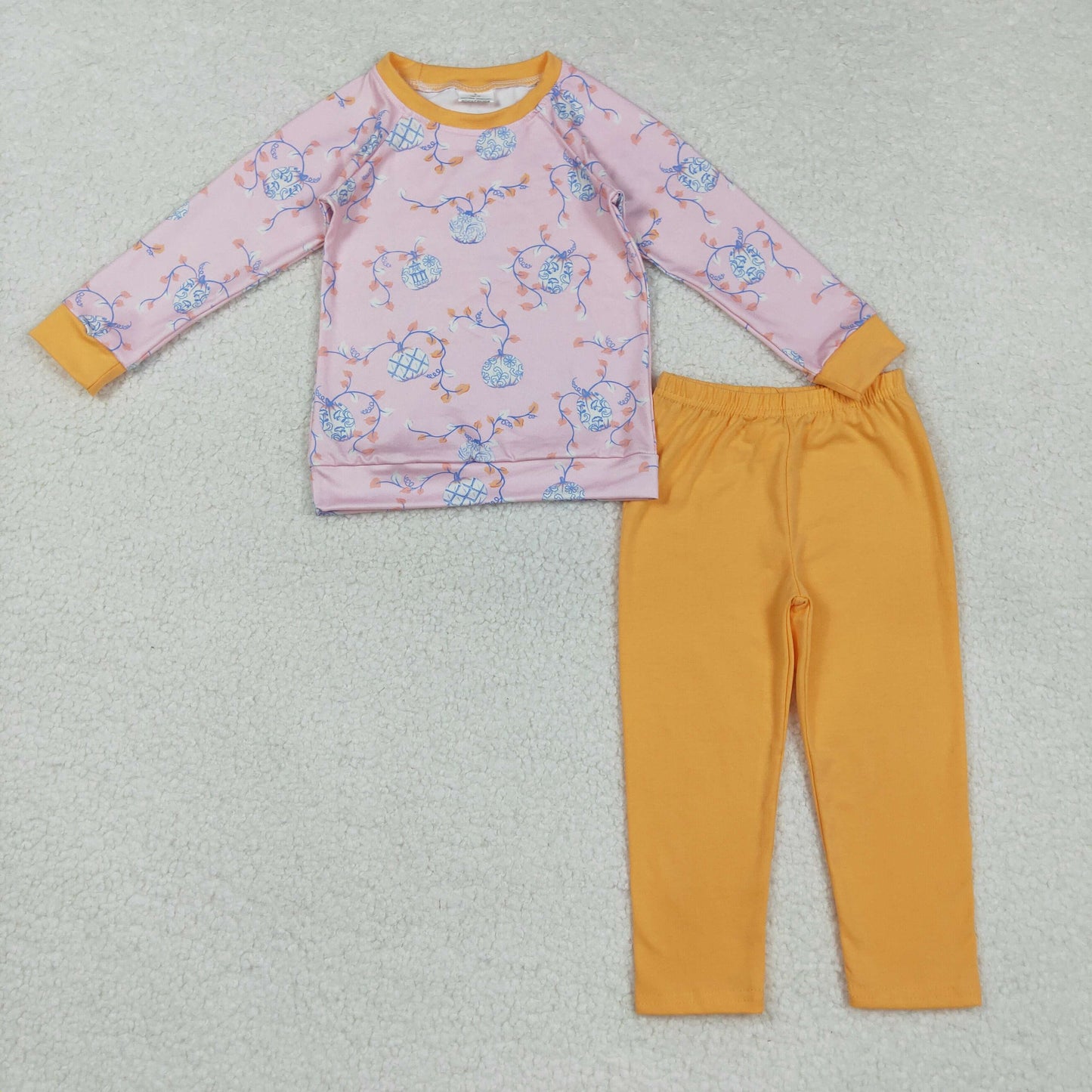 BLP0835 Pumpkin Leaf Long Sleeve Orange Pants Set