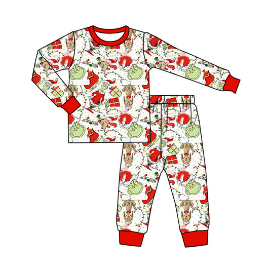 presale BLP0838 Christmas gift red and white long sleeve long pants pajama set   2024 8.10