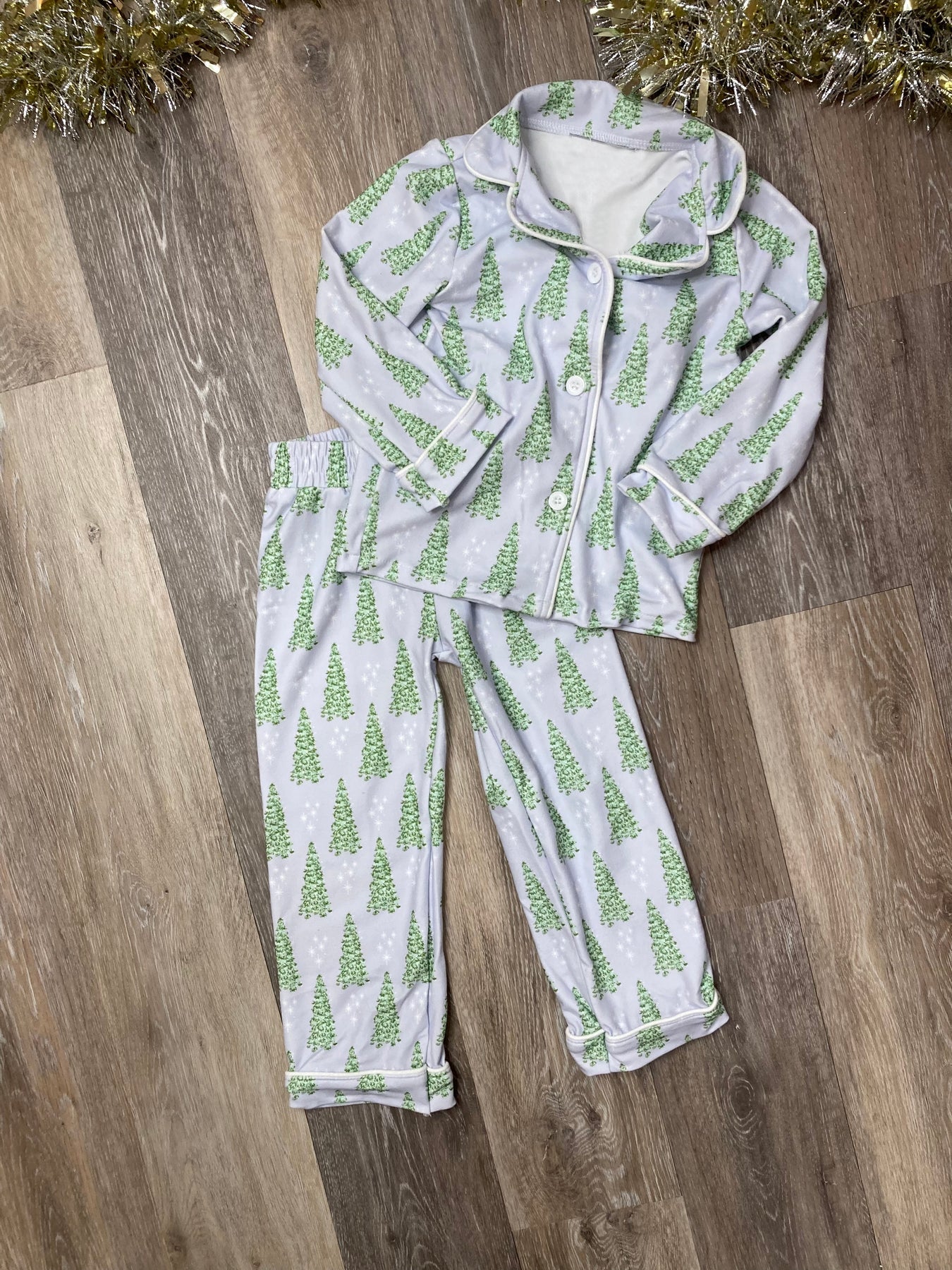 presale BLP0839  Christmas Tree Starlight Blue Long Sleeve Long Pants Pajama Set  2024 8.10