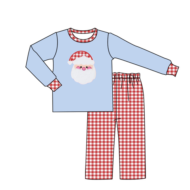 presale BLP0840 Santa Claus Blue Long Sleeve Red Plaid Trousers Suit  2024 8.10