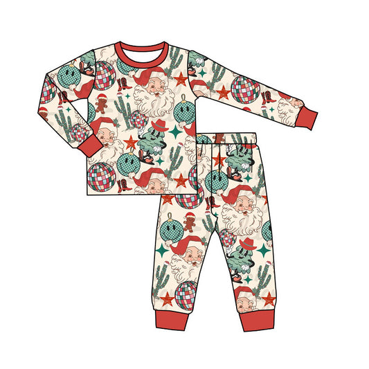 presale BLP0841 Santa Claus Light Ball Cactus Star Beige Long Sleeve Long Pants Pajama Set  2024 8.12