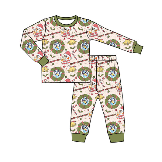 presale BLP0858 Christmas Bell Wreath Cane Long Sleeve Long Pants Pajama Set  2024 8.15