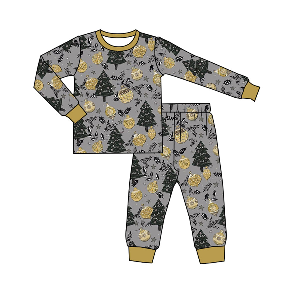 presale BLP0869 Christmas tree gold light ball grey long sleeve long pants pajamas set 2024 8.19