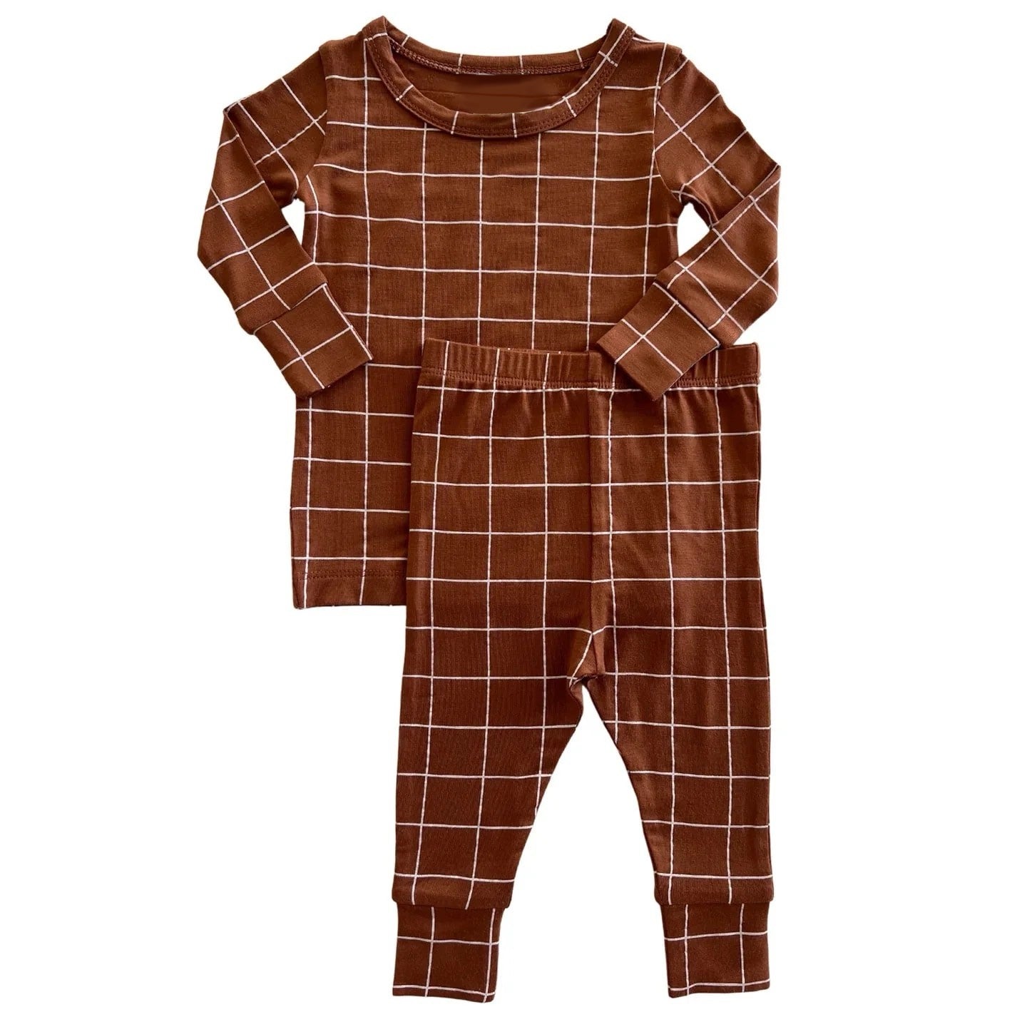 presale BLP0883 Brown and White Mesh Long Sleeve Long Pants Pajama Set   2024 8.24