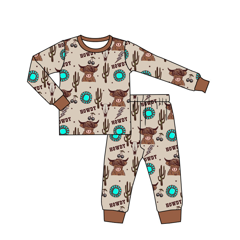 presale BLP0885 Jewel Cactus Alpine Bullhead Brown Long Sleeve Long Pants Pajama Set  2024 8.24