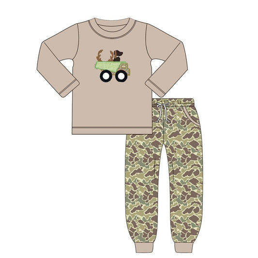 presale BLP0886  Deer Horn Puppy Truck Long Sleeve Camouflage Pants Suit 2024 8.24