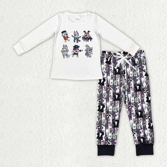 BLP0893 Baby Boys Halloween Dogs Shirt Bottom Pants Outfits Sets