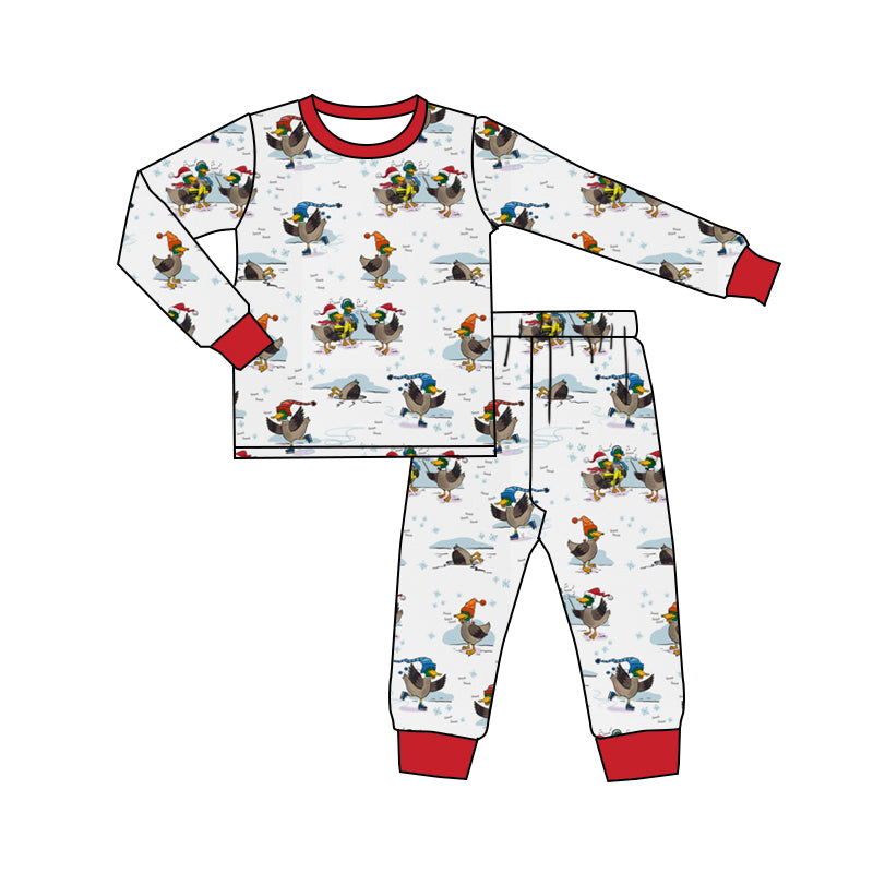 presale BLP0910 Christmas Skating Duck Long Sleeve Long Pants Pajama Set   2024 8.30