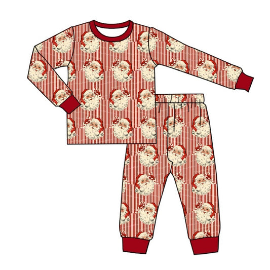 presale BLP0917  Santa Claus Red Striped Long Sleeve Long Pants Pajama Set 2024 9.2