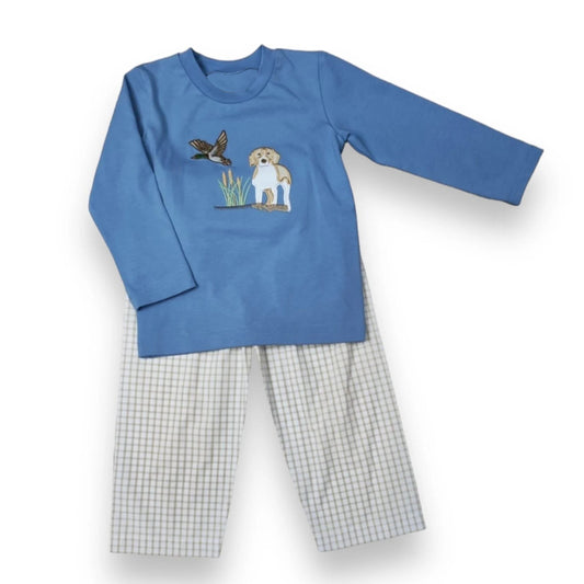 presale BLP0919  Duck Puppy Haze Blue Long Sleeve Plaid Trousers Suit  2024 9.3