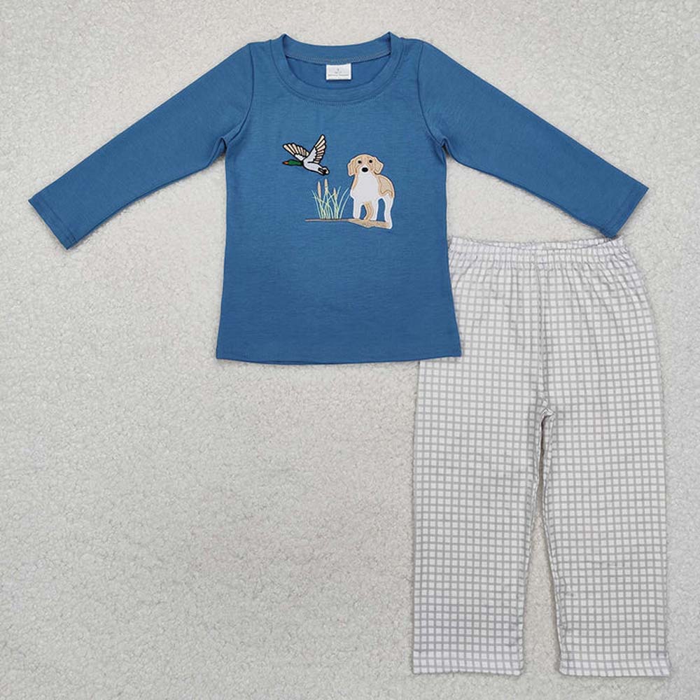 Sibling Hunting Baby Boys Embroidery Southern Tops Pants Clothes Sets D 6.28
