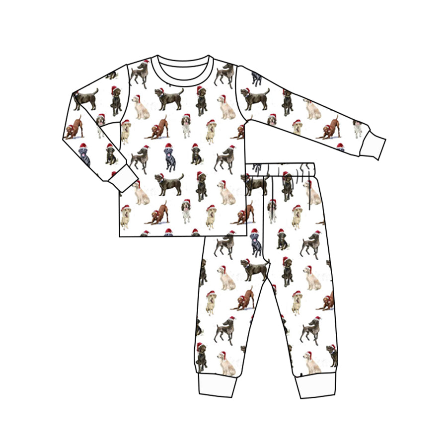 presale BLP0930 Christmas Puppy White Long Sleeve Long Pants Pajama Set 2024 9.5