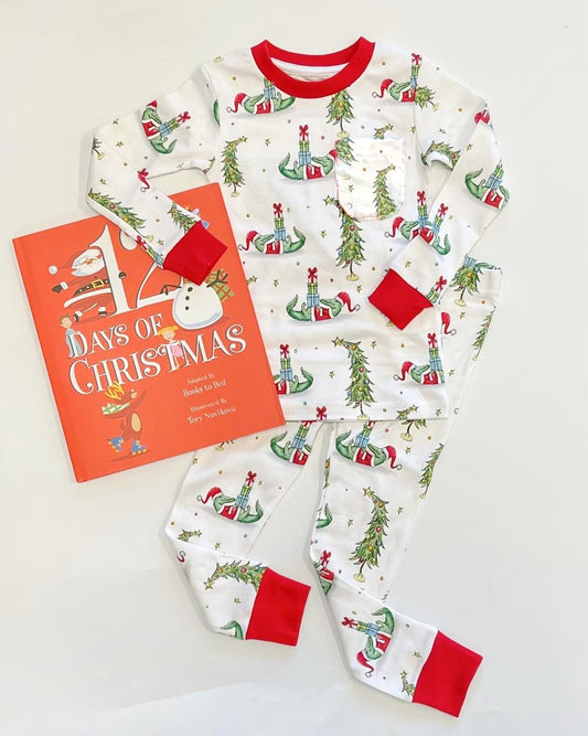 presale BLP0940 Christmas Tree Gift Crocodile Red White Long Sleeve Long Pants Pajama Set  2024 9.9