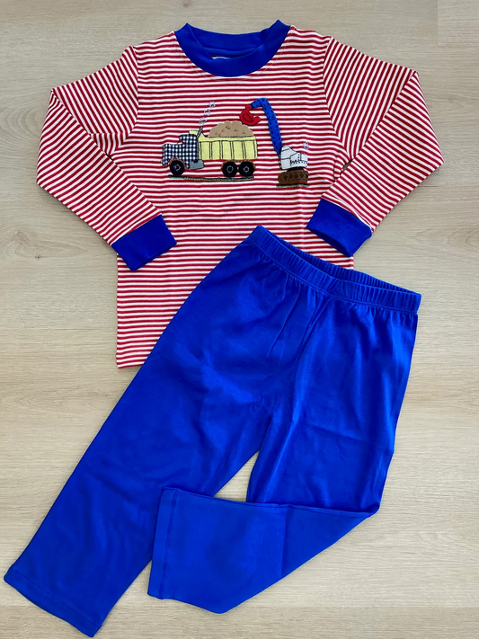 presale BLP0948 Engineering Vehicle Red Stripe Long Sleeve Royal Blue Trousers Suit  2024 9.11