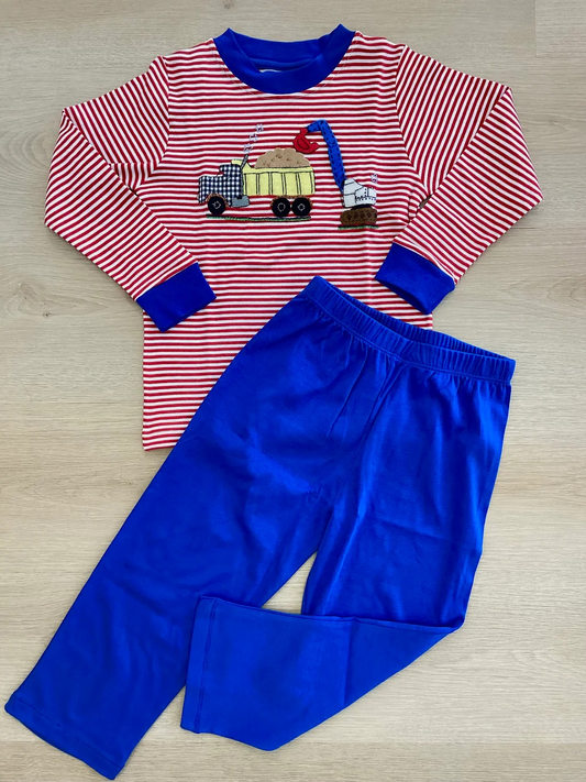 presale BLP0948 Engineering Vehicle Red Stripe Long Sleeve Royal Blue Trousers Suit 2024 9.11