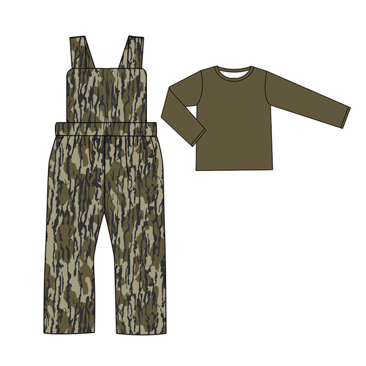 presale BLP0967 Baby Boys Bottomland Camo Straps Jumpsuits Shirts 2pcs Clothes Sets  2024 9.18