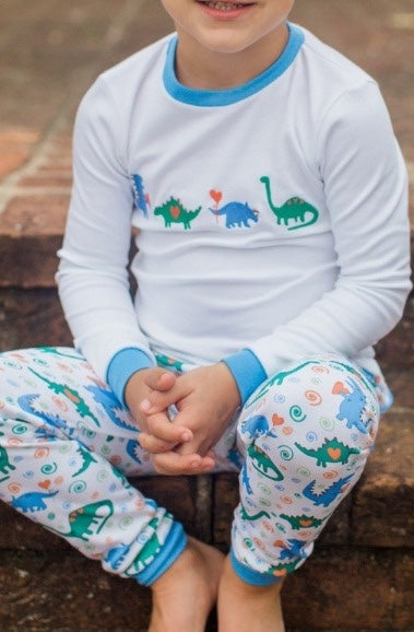 presale BLP0990 Heart Dinosaur Blue and White Long Sleeve Pants Set  2024 9.21