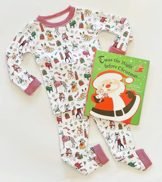 presale BLP0994  Christmas Cats Dogs Animals White Long Sleeve Long Pants Pajama Set  2024 9.21