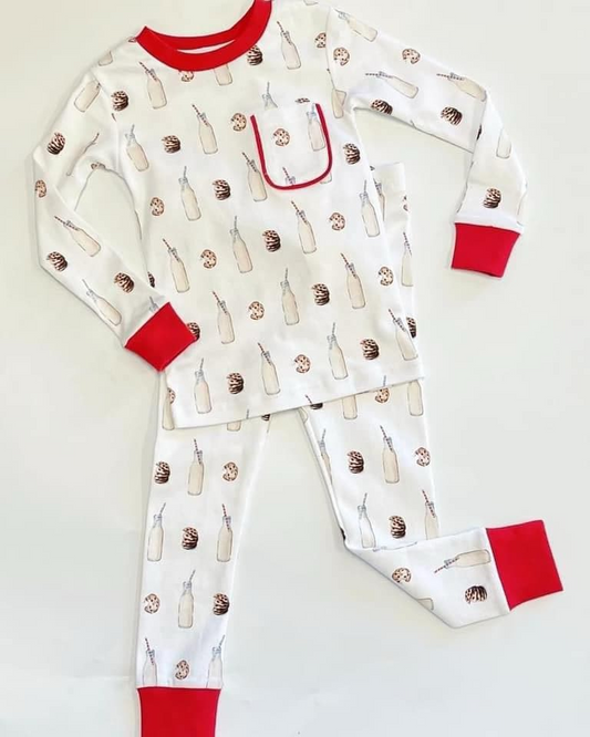 presale BLP0995 Christmas Milk Cookies Red and White Long Sleeve Long Pants Pajama Set  2024 9.21