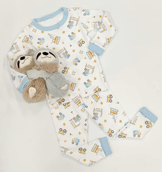 presale BLP0996 Engineering car blue and white long sleeve and long pants pajama set   2024 9.21