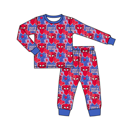 presale BLP0998  Spider-Man Love Web Blue Long Sleeve Long Pants Pajama Set 2024 9.23