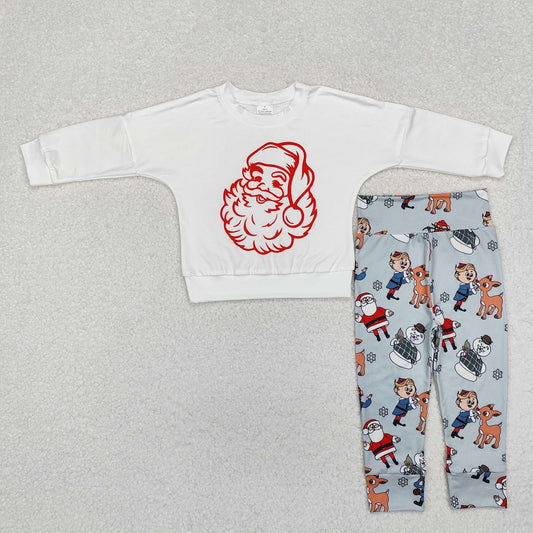 BLP1003 Santa Claus White Long Sleeve Snowman Pant Suit