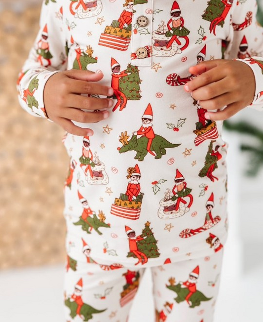 presale BLP1006 Christmas Dinosaur Long Sleeve Long Pants Pajama Set  2024 9.25