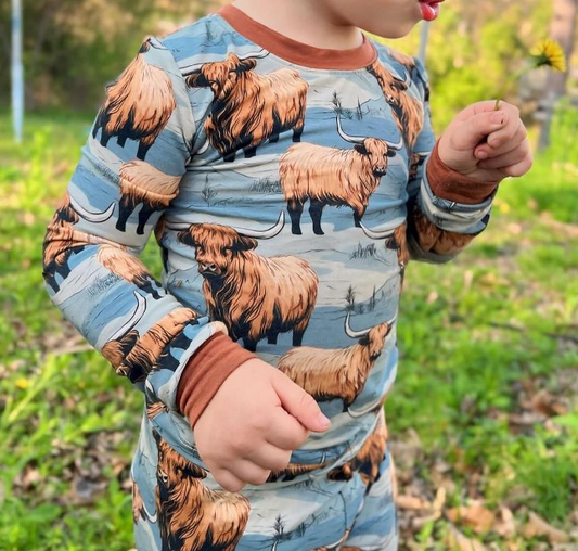 presale BLP1011 Alpine Bullhead Blue Brown Long Sleeve Long Pants Pajama Set  2024 9.27