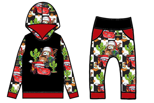 presale BLP1018 Christmas Car Cactus Red and Black Hooded Long Sleeve Pants Set 2024 10.8