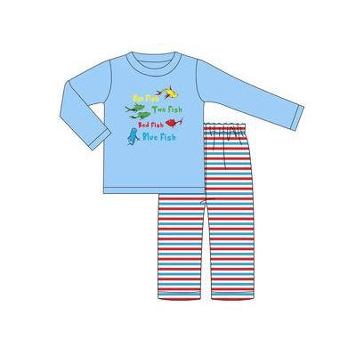 presale BLP1026 Blue long-sleeved striped trousers suit with letters  2024 10.10