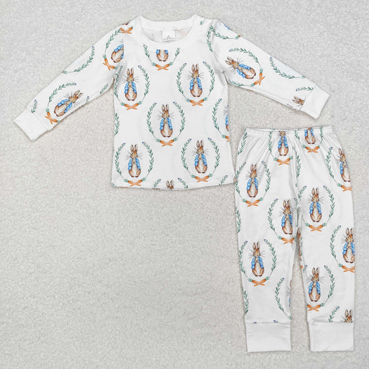 BLP1029 Easter Bunny White Long Sleeve Long Pants Pajama Set