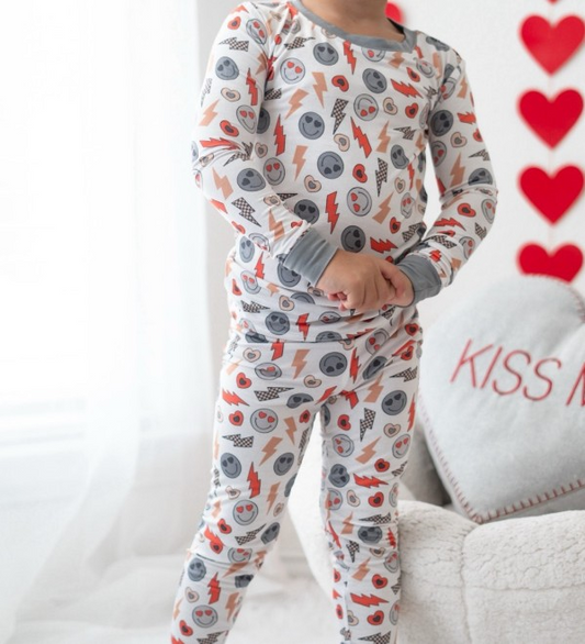 presale BLP1032  Lightning Heart White Long Sleeve Long Pants Pajama Set  2024 10.10