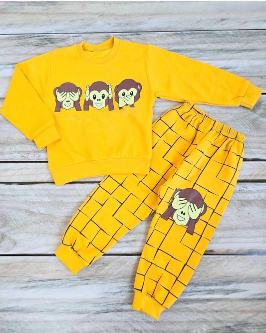 presale BLP1040 Monkey Yellow Long Sleeve Plaid Trousers Suit   2024 10.21