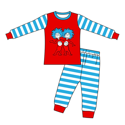 presale BLP1041 Blue striped red long sleeve long pants pajama set 2024 10.22
