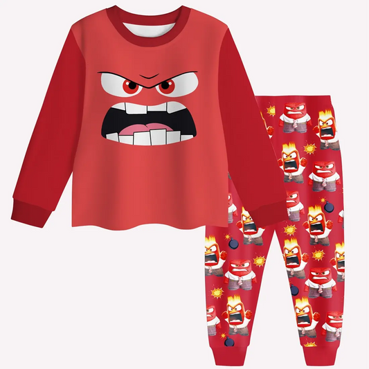 presale BLP1048 Cartoon expression red long-sleeved trousers pajamas set  2024 11.5