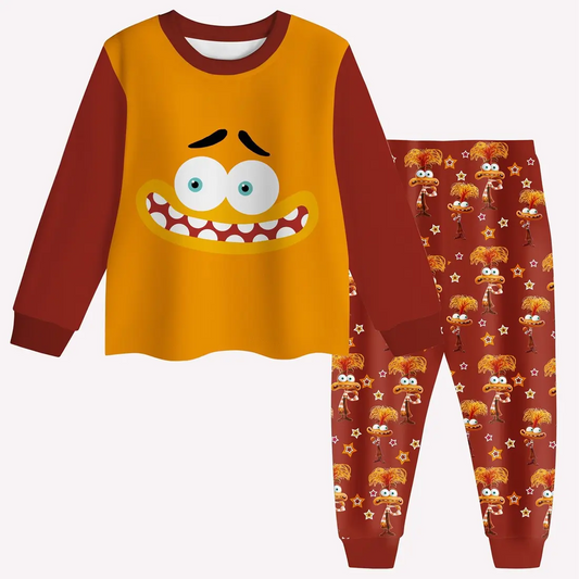 presale BLP1049 Cartoon expression orange red long-sleeved trousers pajamas set 2024 11.5